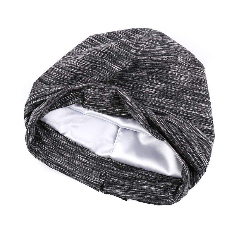 ELIHAIR Beanie Sleep Hats Bonnet for Night Sleeping Cap Silky Lined Satin Bonnet with Adjustable Elastic Band for Women Girls Curly Frizzy Hair Cover(Regular Grey Pale) - Image 4